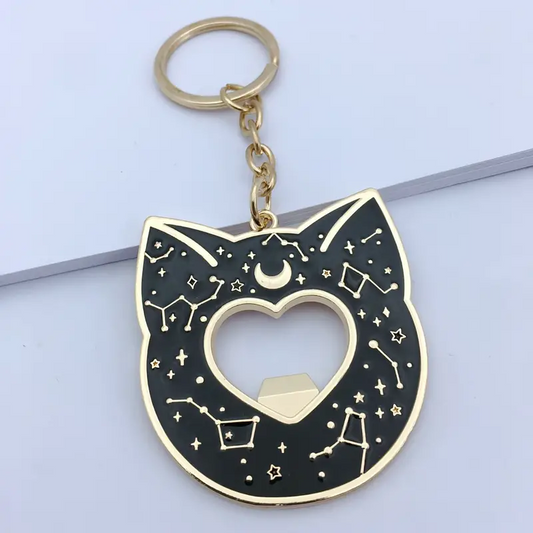 Constellation Cat Bottle Opener Keychain