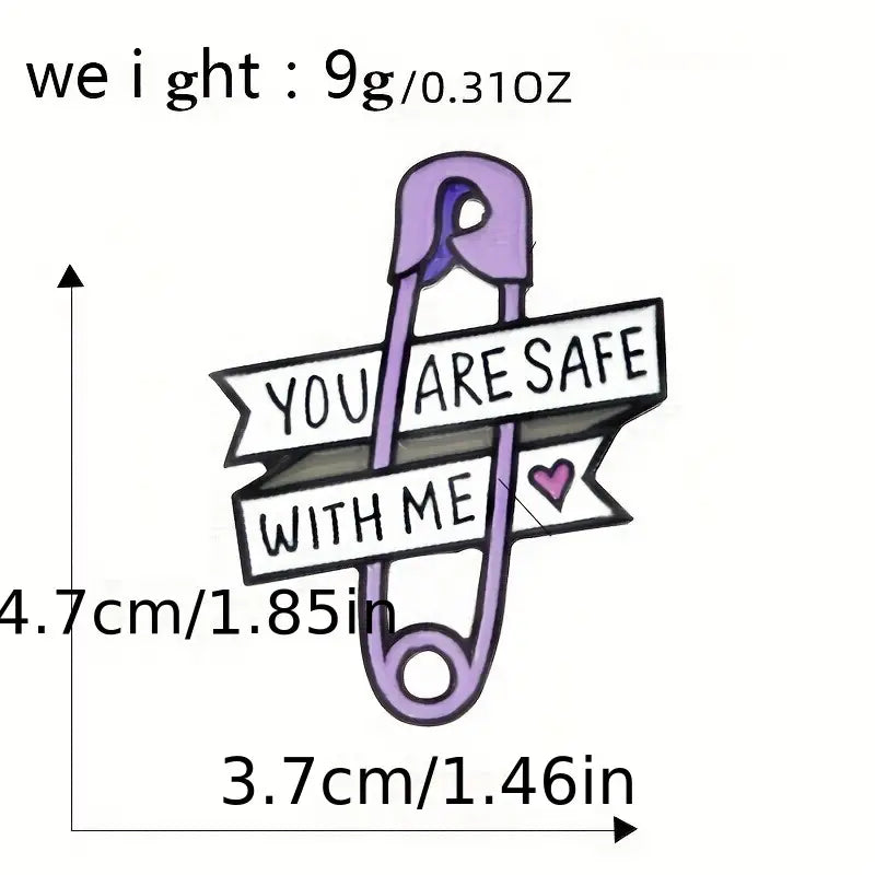 Safe with Me safety pin Enamel Pin