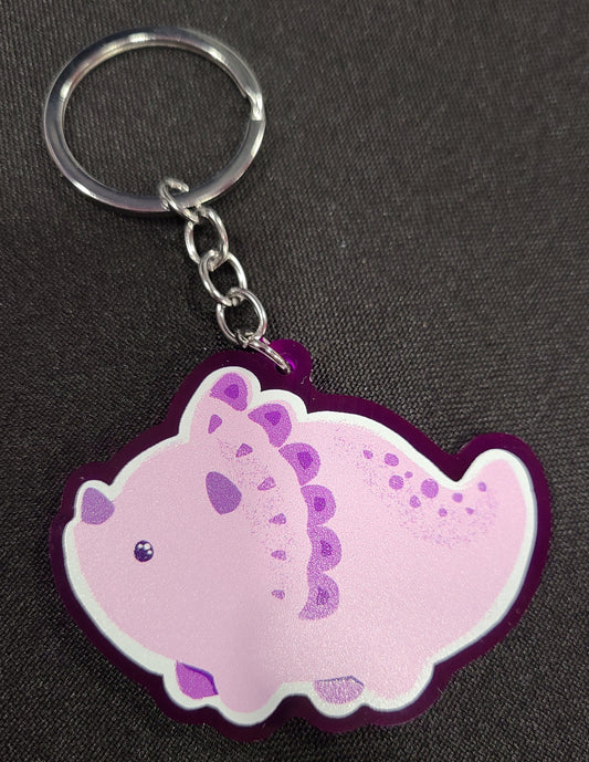 Purple Triceratops Keychain