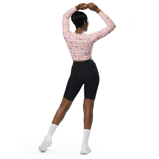 Sweet Pink Hearts Recycled long-sleeve crop top