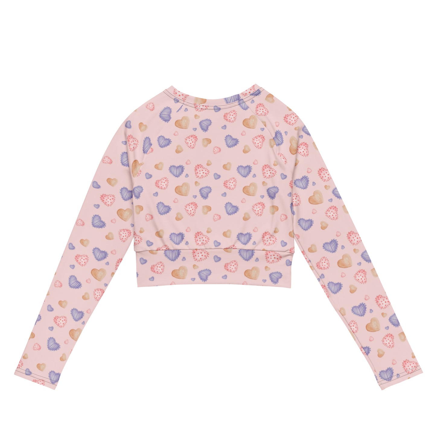 Sweet Pink Hearts Recycled long-sleeve crop top