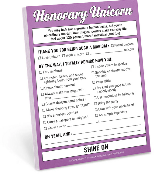 Knock Knock Honorary Unicorn Notepad